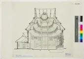 Wolpa synagogue cross-section perspective, 1920-1939